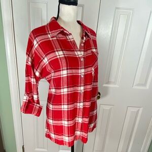 Flannel red/white & festive silver threading. Warm sherpa inner liner. Jr 11/13